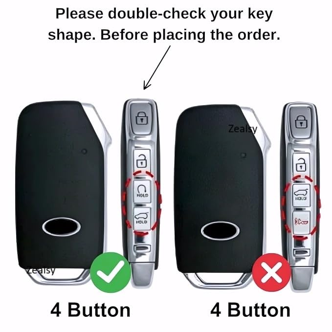 Image of Car Key Cover Compatible with Facelift Kia Seltos 2025 2024 | Sonet 2024 2025 | Carens 4 Button Smart Remote Key