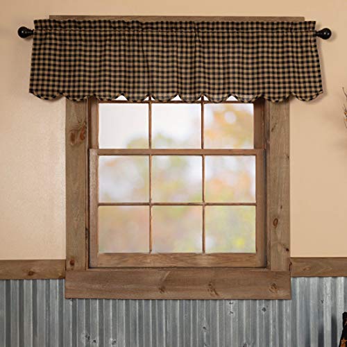 VHC-Brands-Black-Check-Scalloped-Valance-16×60-Country-Curtain-Black-and-Tan VHC Brands Black Check Scalloped Valance 16×60 Country Curtain Black and Tan