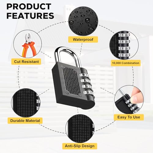 Image of GLUN 4 Digit Dialer Rechangeable Metal Body Luggage Number Lock, Powder Coated Bags Lock, Combination Pad Lock