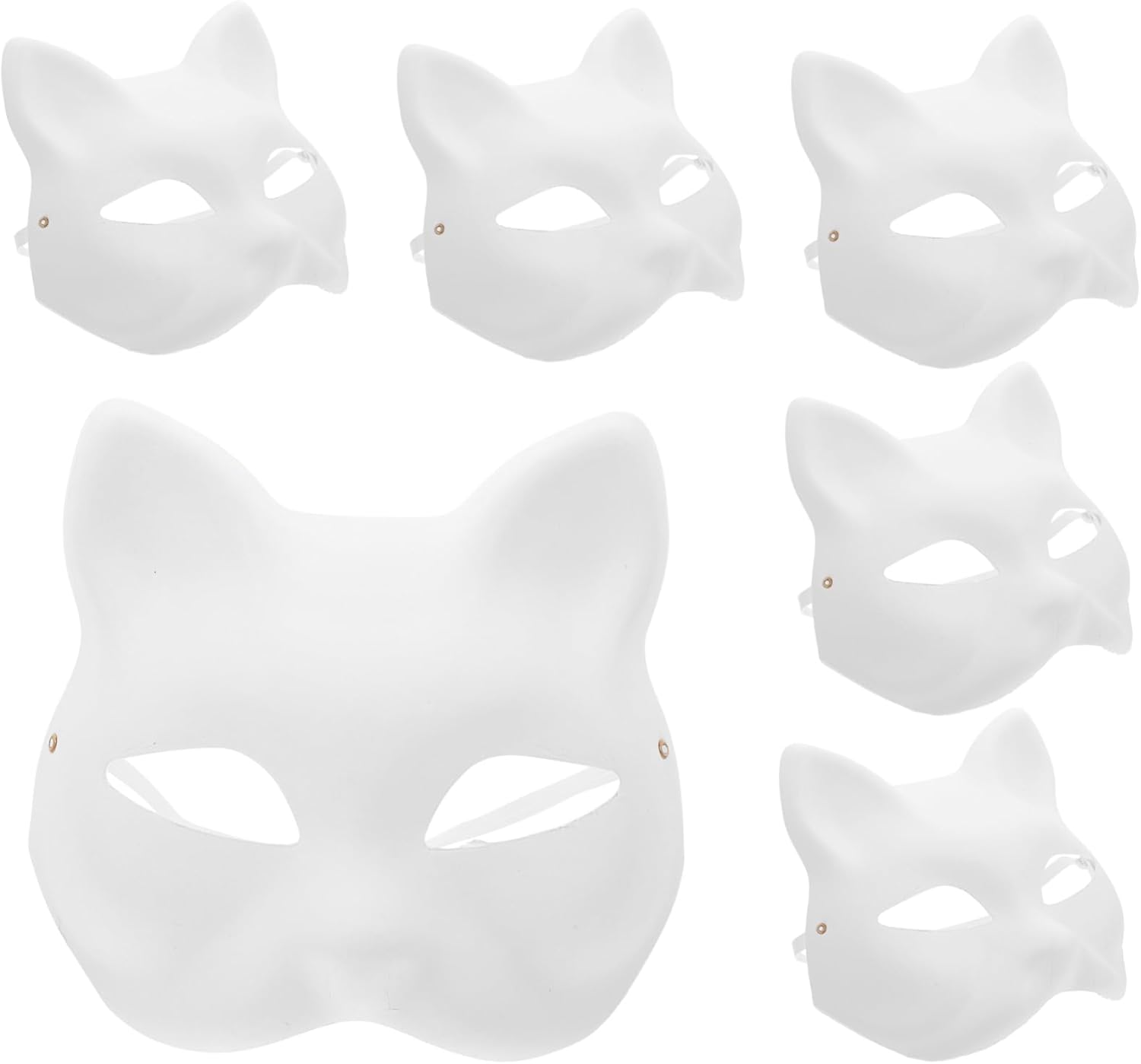 Cabilock White Masquerade Mask 5pcs Paper Blank Cat Mask Halloween