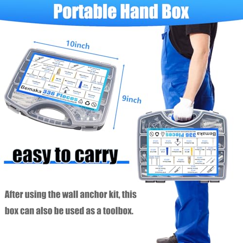 image for Bemaka 336Pcs Toggle Bolts Heavy Duty Drywall Anchors and Screws Assor