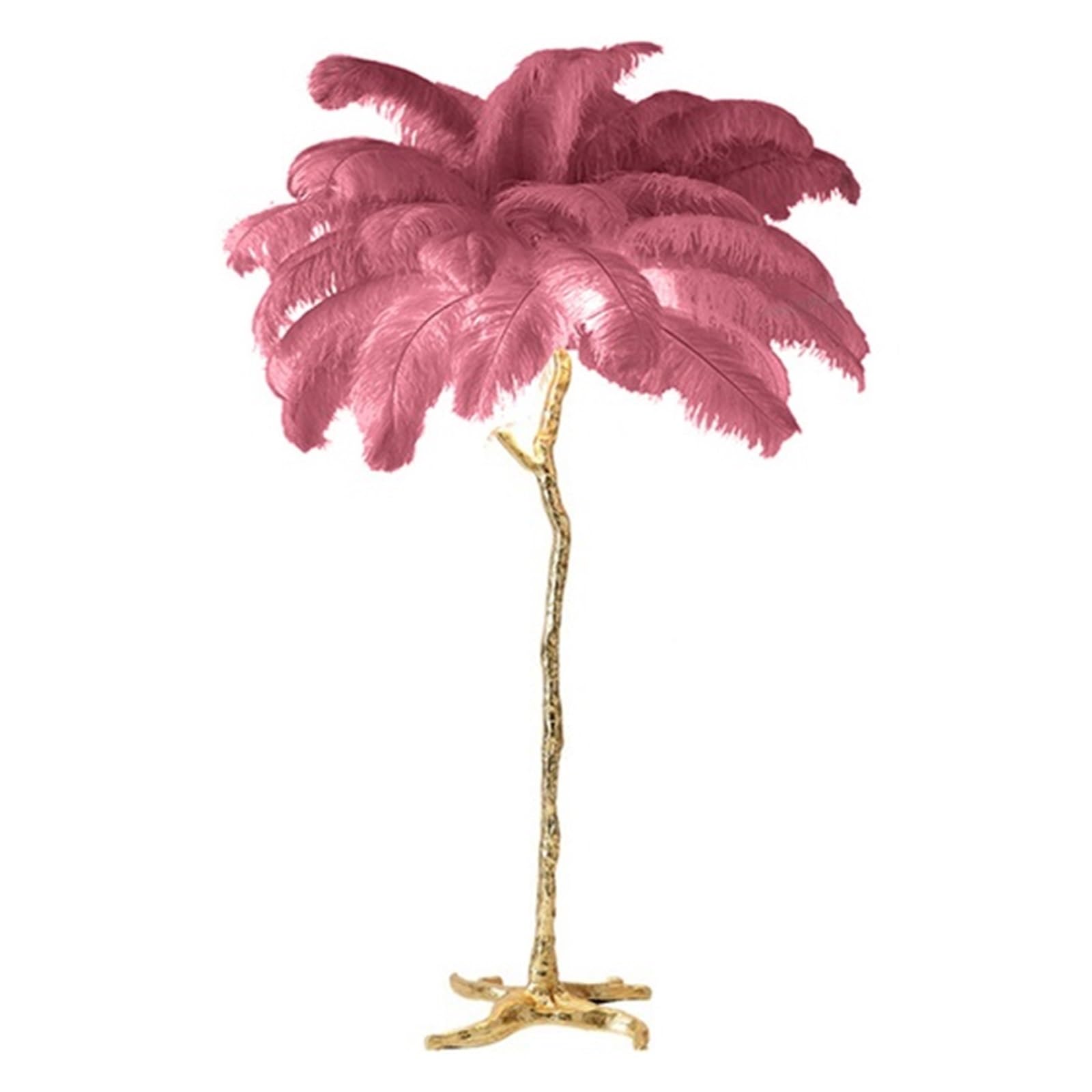 SMTYXS Nordic Home Decor Floor Lamps for Living Room Standing Modern Luxury Ostrich Feather LED Lamp Gold Resin Light Elegant Luxurious(H80cm 25 Feathers,Purple)