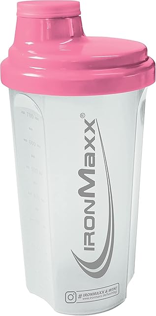 IronMaxx Shaker do białek - Frozen White Rosa 700 ml | shaker proteinowy z zamknięciem obrotowym, sitkiem i skalą pomiarową | szczelny, nadaje się do mycia w zmywarce, nie zawiera zmiękczaczy BPA i