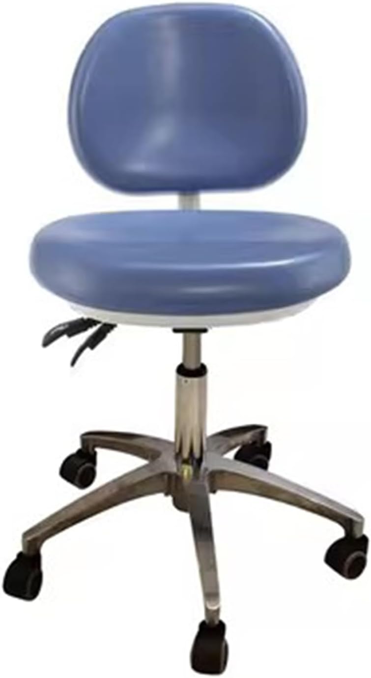 Ergonomic Adjustable Dental Chair - Dentist Stool with Backrest, PU Leather, Lake Blue, Medical Office Furniture for Comfort & Support, Ideal for Dentists and Doctors