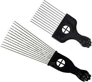 FOMIYES 2 peças Pente afro em aço inoxidável Palheta de cabelo Afro Trança Picareta de cabeleireiro Desembaraçar Peruca Trança Pente-Pente afro-americano Ferramenta de estilo