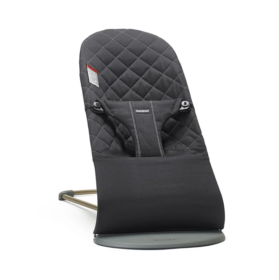 BabyBjörn Bouncer Bliss, Cotton, Black | 2-in-1 Adjustable Baby Bouncer Seat and Toddler Chair, Newborn to Toddler (8-29 lbs), 4 positions, Lightweight & Portable Black Cotton