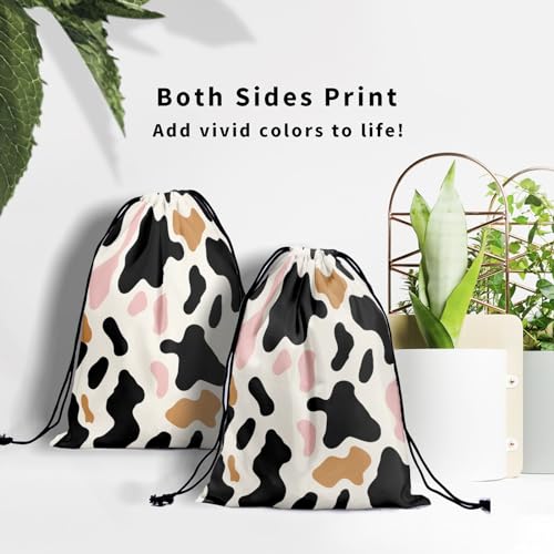 Image of Nerxy Cow Print Gymnastics Grip Bag - Animal Grips Bags Cowhide Drawstring Gym Bag for Gymnasts Wildlife Athlete Gym Pouch Bags Adjustable