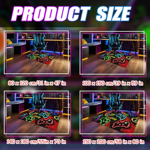 Boys Gamer Area Rug for Room - Colorful Gaming Carpet Rug for Kids Boys Bedroom Video Games Carpet Gamepad Themed Rugs Kids Room Decor, 4.5x6 Feet