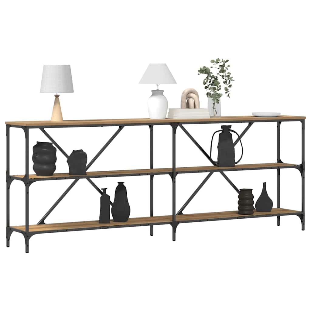 Tavolo Consolle da Ingresso Rovere Artigianale 200x30x75 cm | Mobile stretto salvaspazio in legno ingegnerizzato, ideale per esporre decorazioni in corridoio o soggiorno.