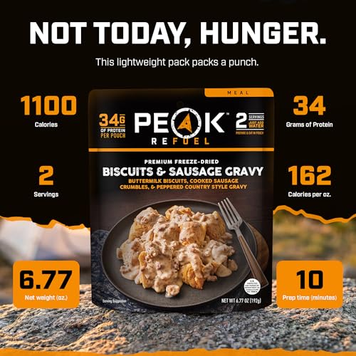 Peak Refuel Biscuits and Gravy Camping Breakfast Meals, 2-Pack, 4 Servings - Image 4