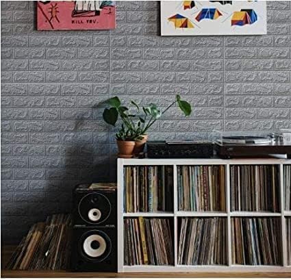 Image of KASHIVAL Self-Adhesive Waterproof PE Foam 3D Wall Panels Wallpaper Sticker for Bathroom, Living Room, Hotel and Home Decoration (70 x 70cm, Appx. 5.3Sq Feet) (JD Grey Brick)