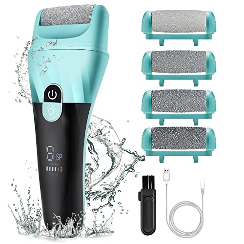 Electric Callus Remover for Feet, Waterproof Callus Remover for Feet, Rechargeable Pedicure Tools with 4 Roller Heads, Led Display Foot Callus Remover, Foot File for Hard Cracked Dry Dead Skin Electric Callus Remover for Feet, Waterproof Callus Remover for Feet, Rechargeable Pedicure Tools with 4 Roller Heads, Led Display Foot Callus Remover, Foot File for Hard Cracked Dry Dead Skin
