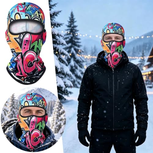Colorful Halloween Balaclava Face Mask Mans Ugly Printed Skiing Headwear - image 2