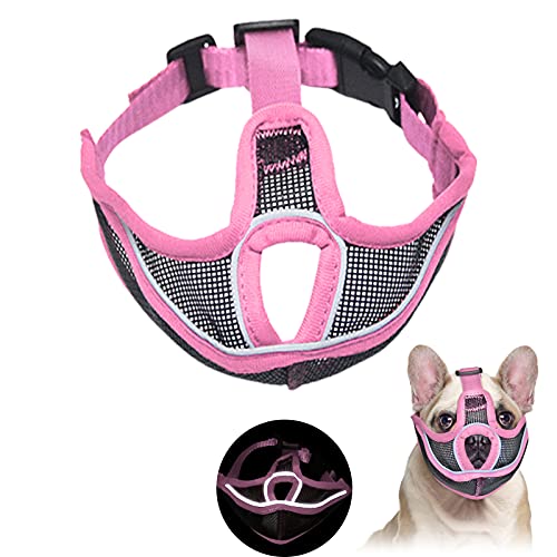 Short Snout Dog Muzzles, Adjustable Bulldog Mask Breathable Mesh Dogs Muzzles, Anti Biting Barking and Licking Chewing, Training Dog Mask for Bull Dogs, Pugs, Shar-Pei, Chihuahua Dogs