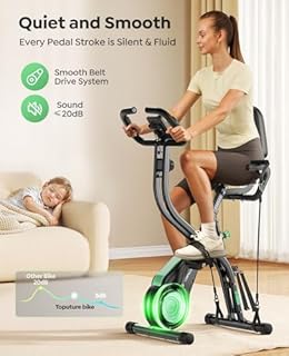 2026 Toputure Exercise Bike with LCD Display, 5-in-1 Folding Exercise Bike with App 16-Level Magnetic Resistance, Ultra-Quiet Flywheel 310LBS Capacity and Upgraded Comfort Seat Cushion