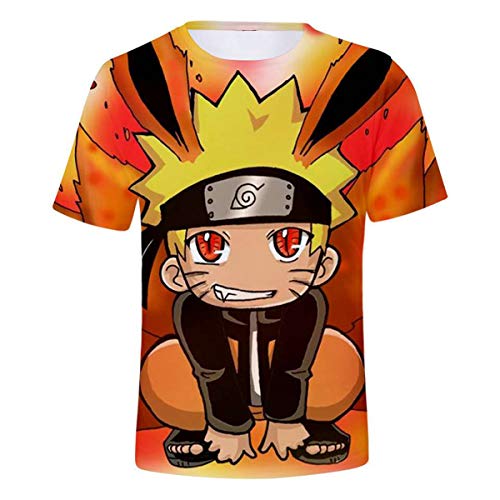 CIZEU Naruto Tee T-Shirt Bébé Enfant à Manches Courtes Toothless Face Tee pour Garçon Fille Top Anime Enfant Naruto?160