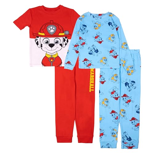 Paw Patrol | Baby Shark | Blues Clues & You 4-Piece Snug-fit Cotton Pajama Set Soft & Cute for Kids CHIEF MARSHALL 6