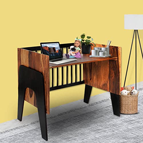 Image of Wakefit 2-in-1 Baby Cot | 1 Year Warranty | Baby Cot Bed, Wooden Cradle for Baby, Cribs & Cots Furniture - Bumblebee (Sheesham Wood, Crib Convertible to Study Table)