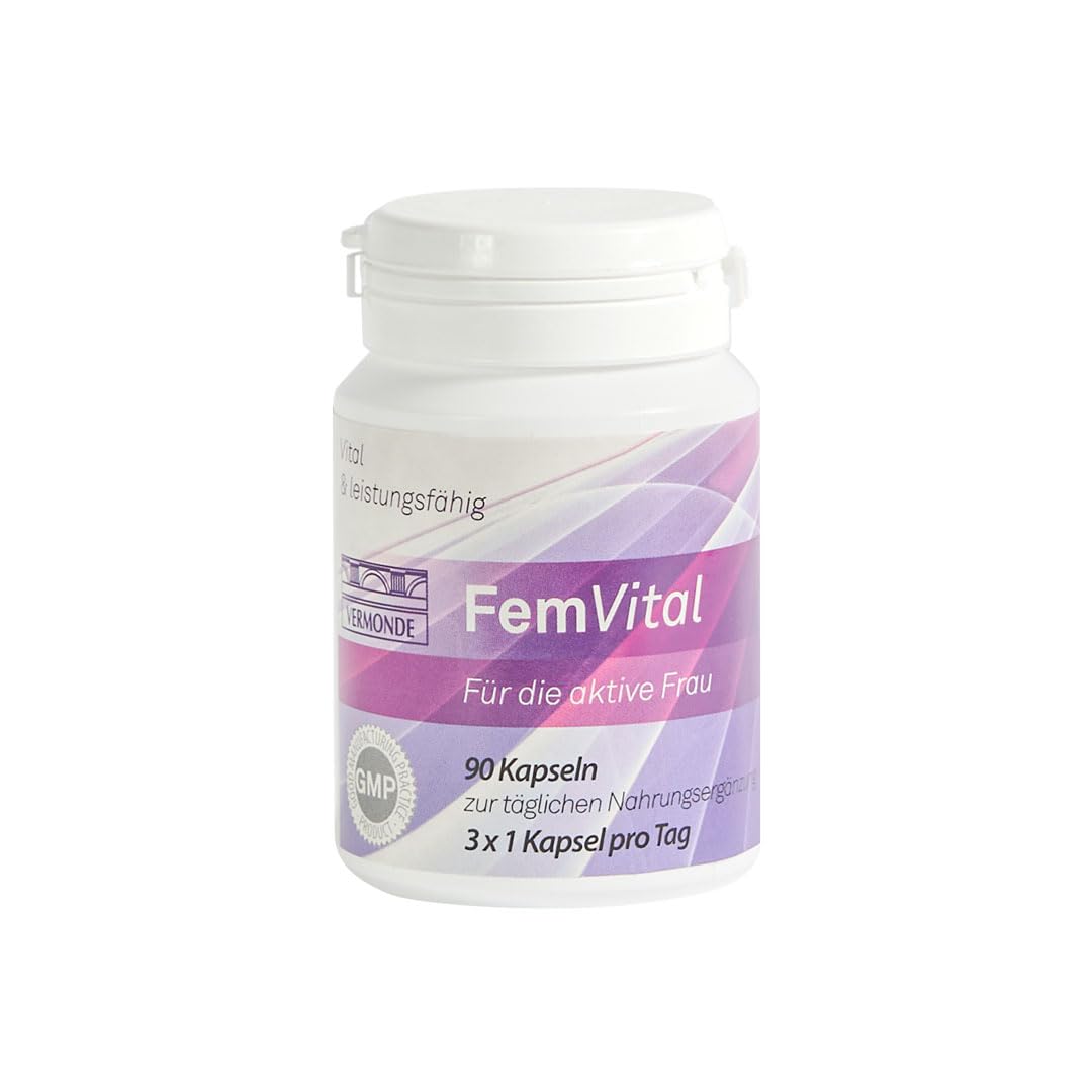 FemVital: Hormon Balance Kapseln für Frauen – Natürliche Unterstützung bei Wechseljahre & Zyklus – Reguliert Hormonhaushalt & Energie mit Vitamin B6, C & CARE®-Technologie – 90 Kapseln