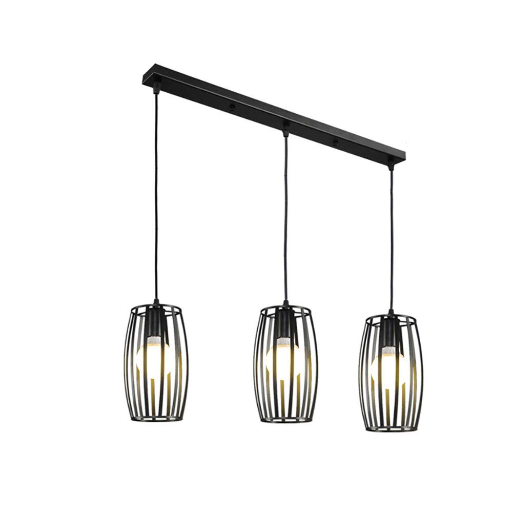 RRJJ Country Antique Chandelier Cage Ceiling Lamp,Retro Industrial Hanging Lamp,for Restaurant Cafe Corridor,Vintage Chandelier Adjustable Height-Black. 3 Straight Sets