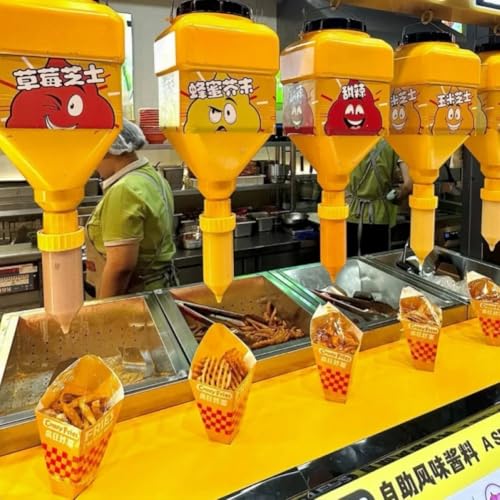 Dispensador de salsa colgante recargable con botella exprimidora de gran capacidad 8