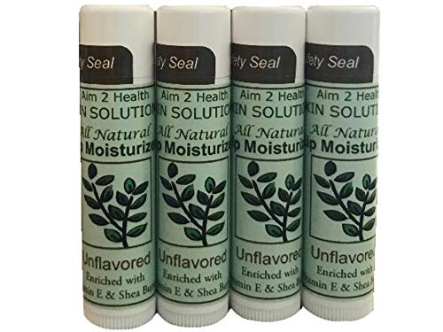 All Natural Lip Moisturizer for Dry Cracked Lips Providing Deep Moisture & Repair Special Package of 4 - .15 OZ Tubes of Lip Balms Unflavored 4 Pack in Organza Pouch
