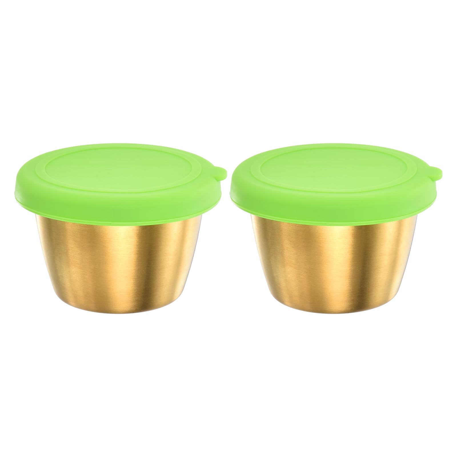 Uxcell 2pcs Salad Dressing Container, 2.4oz Stainless Steel Condiment Containers with Lids, Small Food Container for Lunch Bento Box, Picnic and Travel, Green