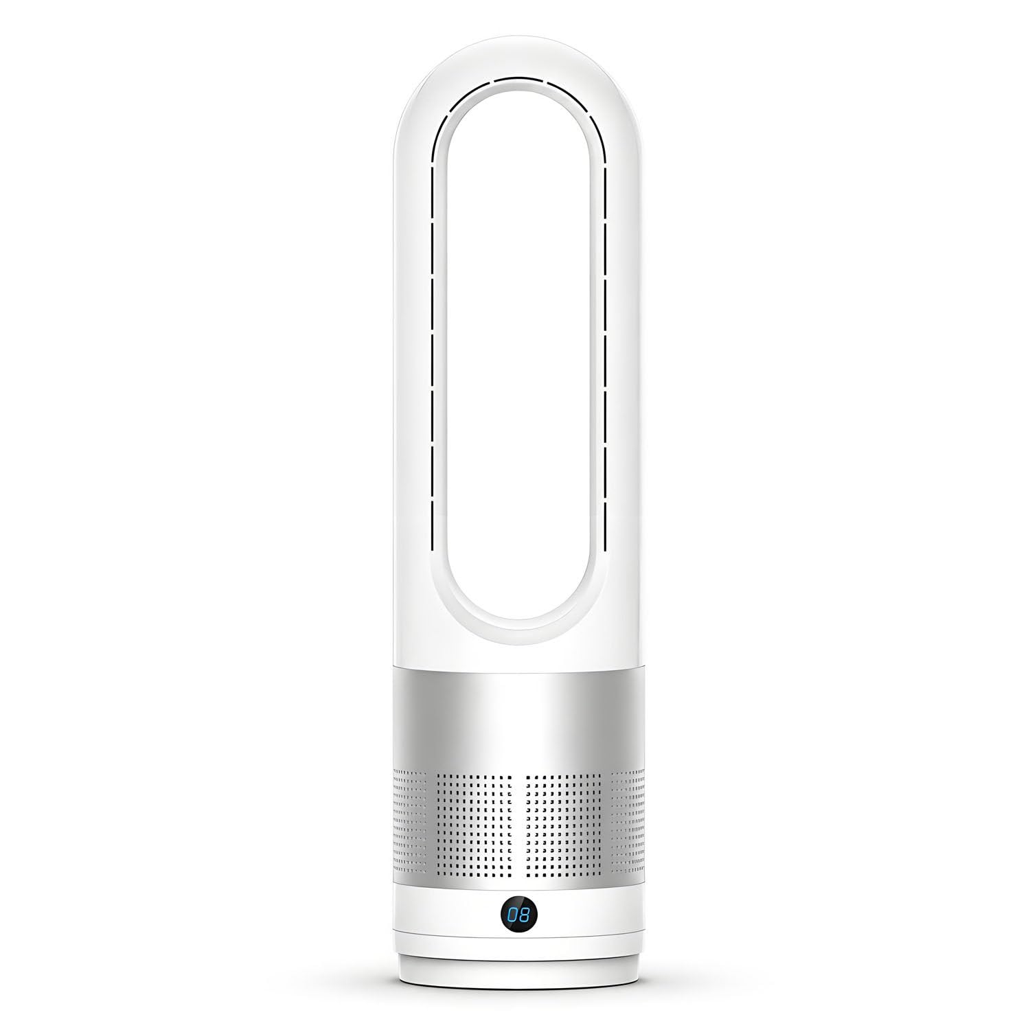 Ventilador de torre delgado sin aspas, ventilador de pie compacto Silver