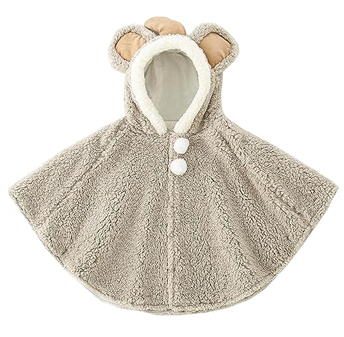 Nemopter Lindo Cape con Capucha Bebé Niño Niñas Sudadera con Capucha Lana Suave Poncho Capa Cortavientos Invierno Otoño Ropa Exterior Caliente Chal para Niños 0-3 años, gris, 0-3 Años