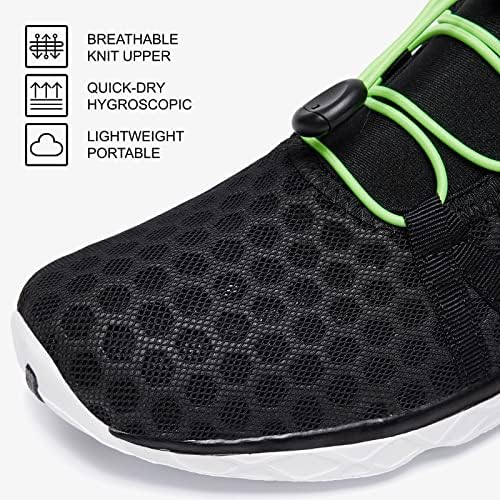 ALEADER Xdrain Men's Water Shoes Quick Drying Breathable Slip-on Aqua Swim Shoes Black/Neon Green 11 US | Image 2