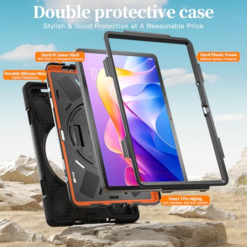 Image of ProElite for Xiaomi Redmi Pad 2 11 inch Case, Rugged 3 Layer Armor case Cover for Xiaomi Redmi Pad 2 11 inch Case with Hand Grip and Rotating Kickstand with Shoulder Strap, Black
