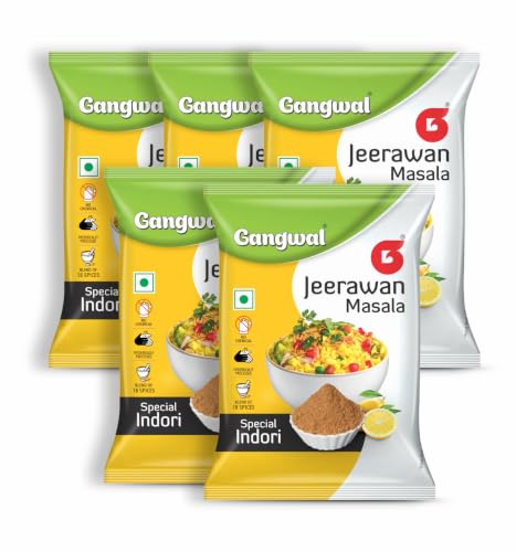 Image of Gangwal Jeerawan Masala 100g Pack of 5 | Authentic Indori Jeerawan & Poha Masala | Ghar Ka Jeerawan | Tangy & Spicy Indian Spice Blend | Ready-to-Use Seasoning for Poha, Chaat & Snacks | Vegetarian