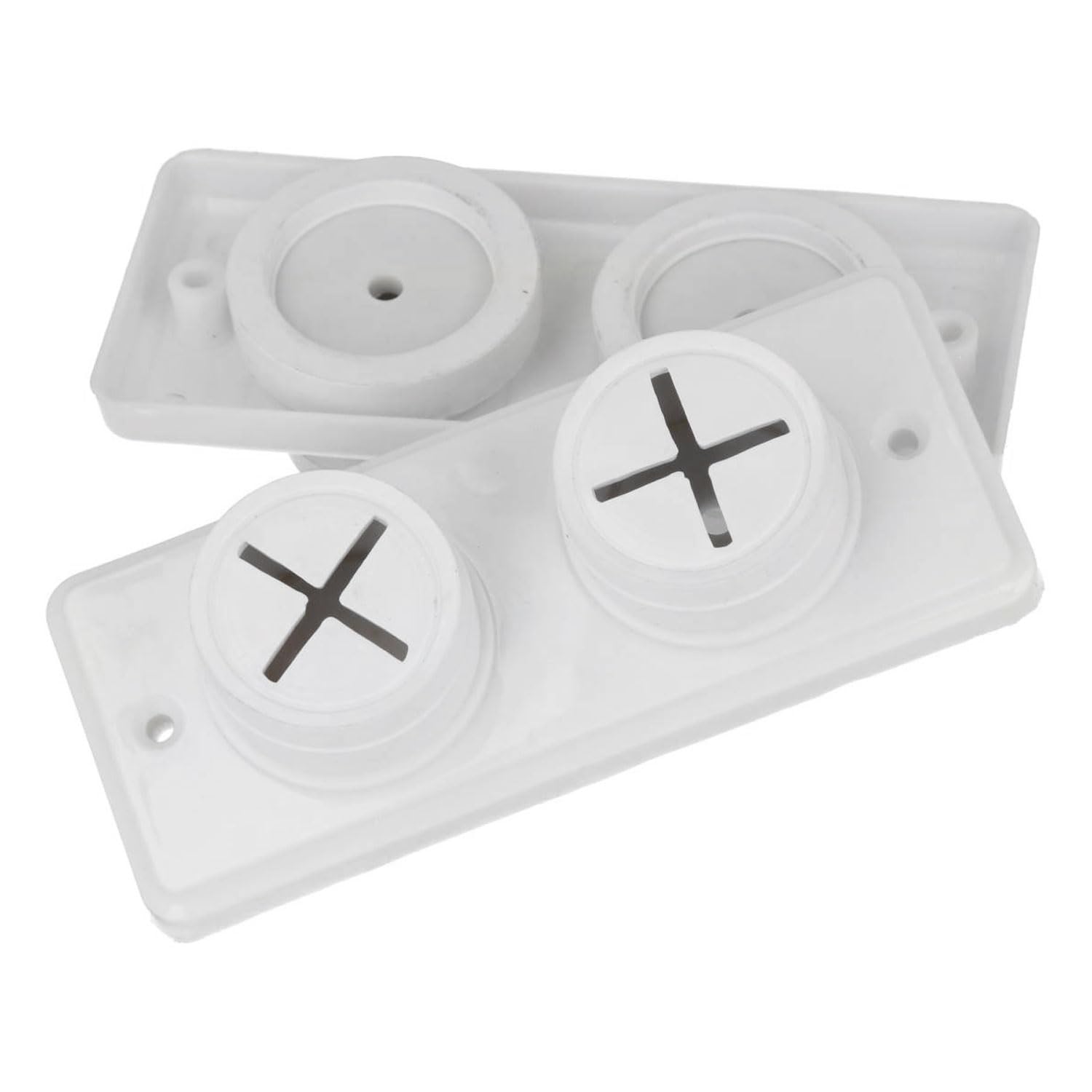2 x White Self Adhesive and Screw on Push In Towel Holders Double