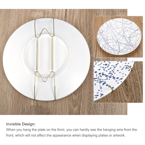 Image of uxcell 9pcs Plate Hanger, 12 Inch Stainless Steel Invisible Wall Plate Hangers with Wall Decorative Hooks and Tip Protector for Decorative Plates and Art