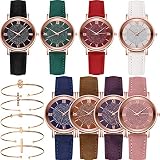 yunanwa 8 Pack Women's Wholesale Assorted Platinum Watches Jewelry Dress Watches Rose Gold Roman Num