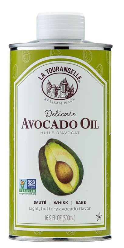 La Tourangelle Avocado Oil 16.9 fl oz - 100% Pure, All-Natural Premium Avocado Oil for Cooking, Baking, and Dressing - High Smoke Point, Artisanal Kitchen Essential