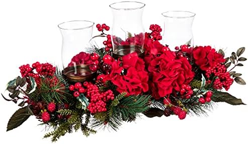 Nearly Natural Artificial Hydrangea Holiday Candelabrum