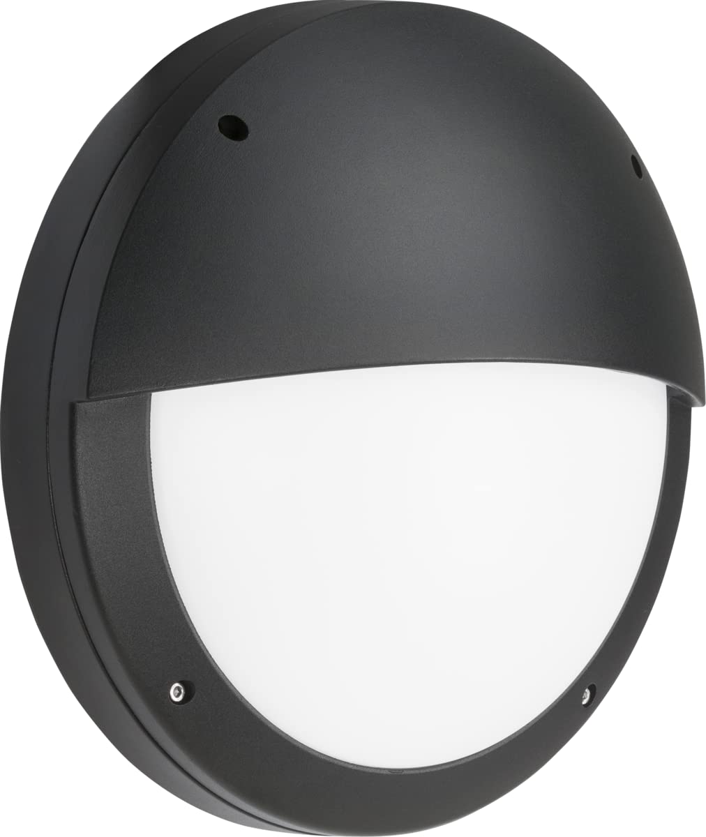 Knightsbridge Black Impact Resistant 230V Ip65 18W Led Eyelid Bulkhead Cct With Daylight Sensor