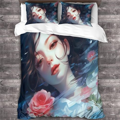 Housse de couette microfibre avec fermeture éclair parure de lit 3D - 4