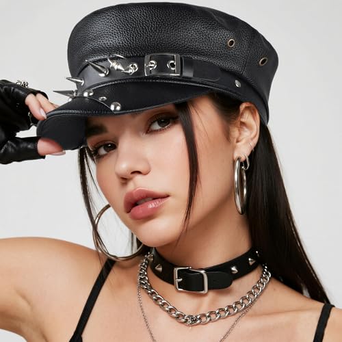 Gorra Newsboy de cuero sintético unisex con estampado leopardo miniatura 6
