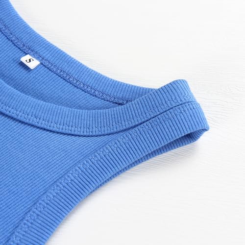 Image of Artfish Women Casual Basic Sleeveless High Neck Rib-Knit Y2k Crop Tank Top