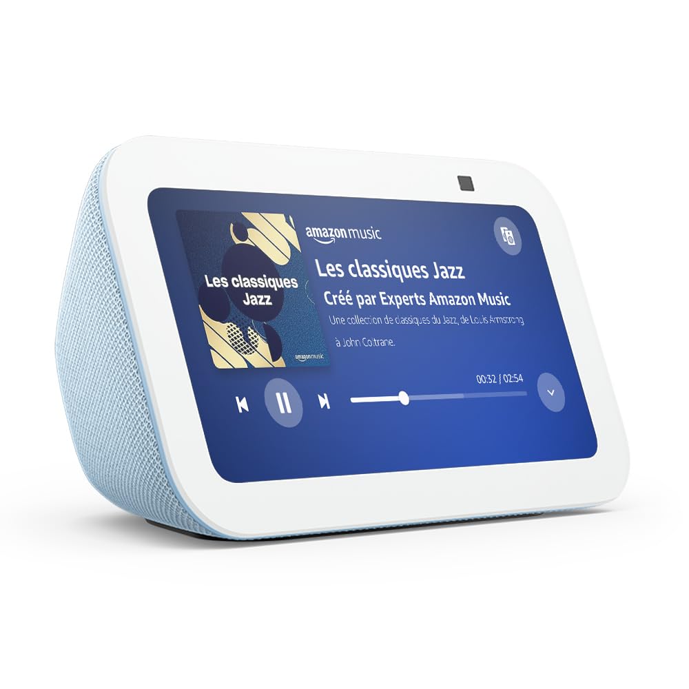 Amazon Echo Show 5 (Nouvelle génération) | Écran tactile connecté compact avec Alexa pour le contrôle de votre maison connectée et bien plus | Bleu-gris
