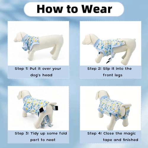 Image of Dog Surgery Recovery Suit Spay Recovery Onesie for Female Male Dogs | Soft,Breathable,Anti-Licking,Post-Op,Surgical Suit,for Abdominal Wounds,Alternative to E-Collar Cone,for Small Pets Blue XS