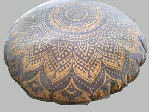 Miniatura 3 de Cojín redondo grande dorado para el suelo, funda otomana, almohada para meditación, cojín de suelo para adultos, puf otomano, fundas de tiro