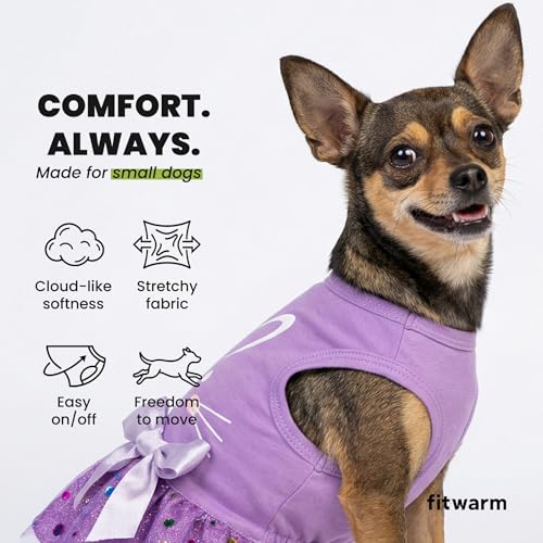 Fitwarm Easter Bunny Dog Dress, Holiday Dog Clothes for Small Dogs Girl, Pet Easter Outfit, Purple, White, Small - Image 7