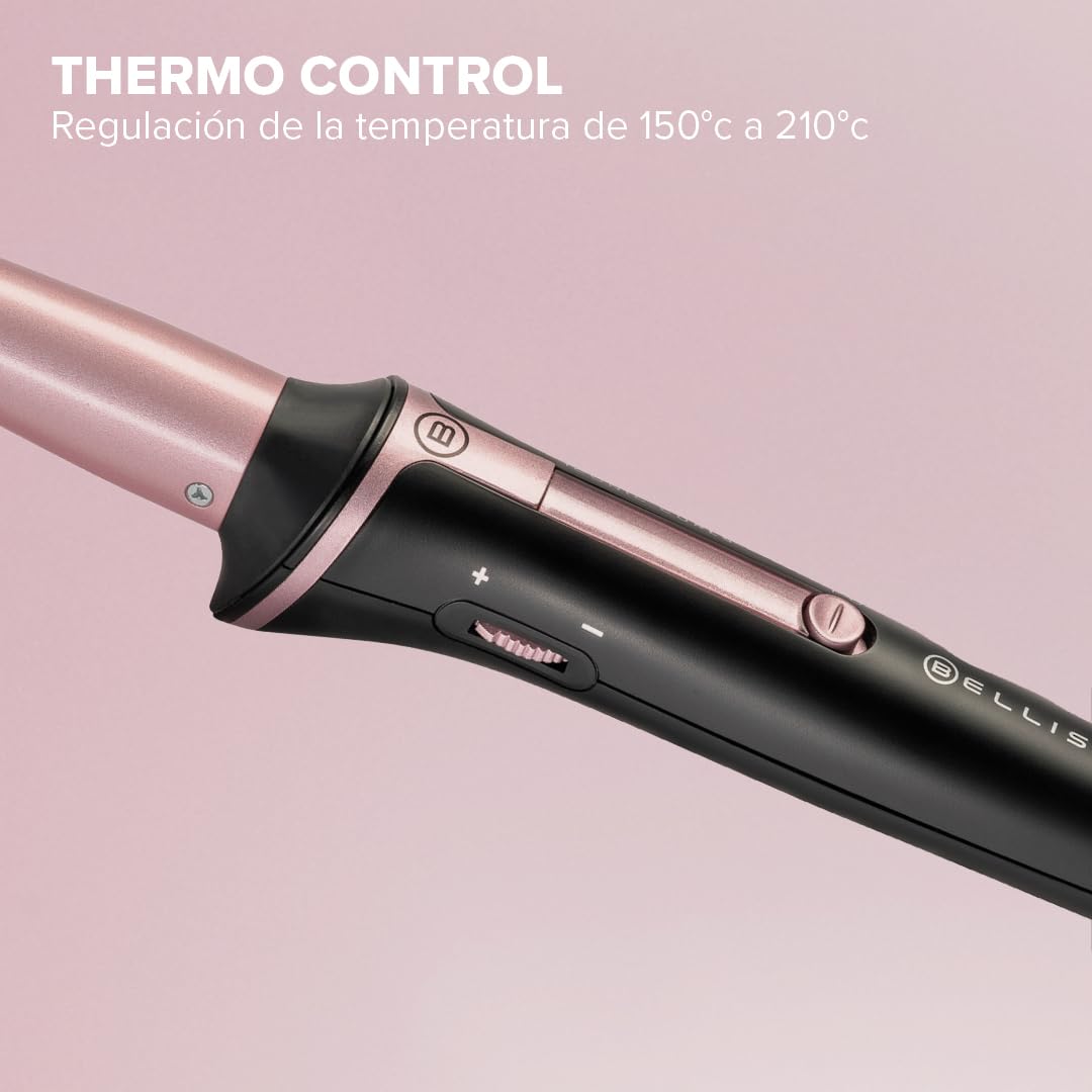 Bellissima Iconic Curls, rizador, revestimiento cerámico, forma cónica para rizos suaves y puntas definidas, temperatura 150°C/210°C, diámetro 13/25 mm, guante térmico