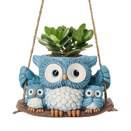 Djowyh Owl Planter Pots, Owl Pot | Pot de Flor de Animal Decorativo | Impermeable Lindo Drenaje Resina jarrón Creativo para el jardín Estante de Mesa de Mesa en el Lugar de Trabajo