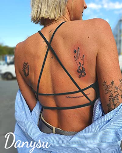 Image of Danysu Backless Sports Bra Soft Workout Tops with Removable Padded Yoga Training Bras Strappy Going Out Top