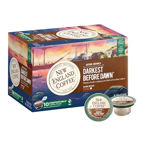 Image of New England Coffee Single Serve Pods, Darkest Before Dawn Dark Roast 10 Count (Pack of 1)