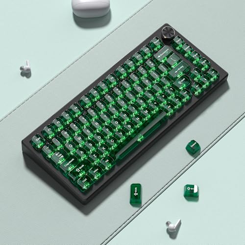 Image of dagaladoo Dark Green Clear keycap Set,Transparent keycaps 60 75 100 Percent,Crystal Jelly Keycaps,Shine Through Custom Key caps,MDA Profile Key Caps Keyboard for Mx Switches Mechanical Keyboard